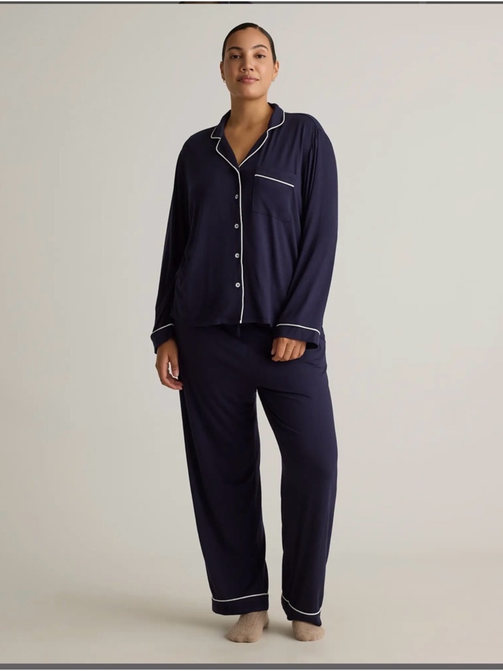 Quince Bamboo Jersey Long Sleeve Pajama Set Large